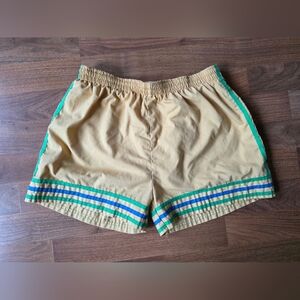 Vintage (Circa 1970s?) Unisex Beige Shorts with Striped Trim